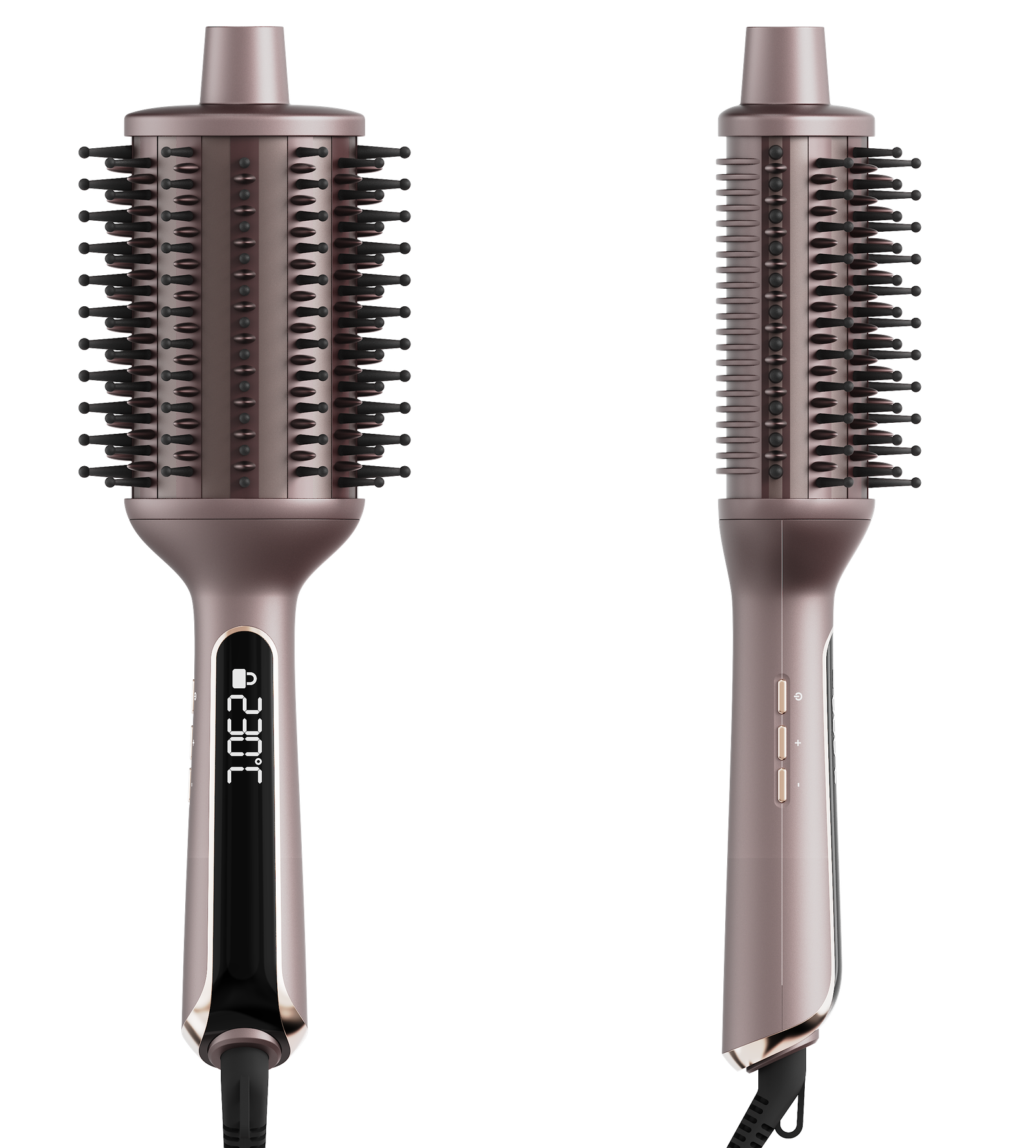 HTB-3005 half barrel styling brush, front and side views